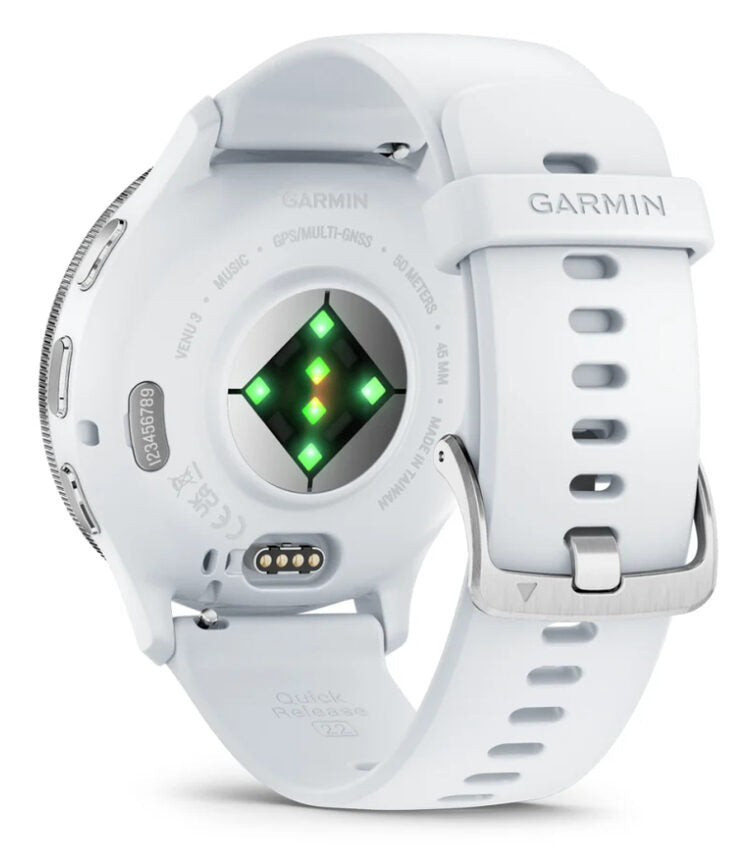 Garmin Venu 3 3,56 cm (1.4") AMOLED 45 mm Digitale 454 x 454 Pixel Touch screen Argento, Bianco Wi-Fi GPS (satellitare)