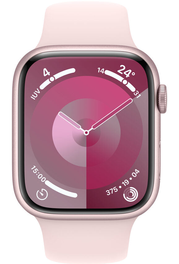 Apple Watch Series 9 GPS Cassa 45mm in Alluminio Rosa con Cinturino Sport Rosa Confetto - M/L