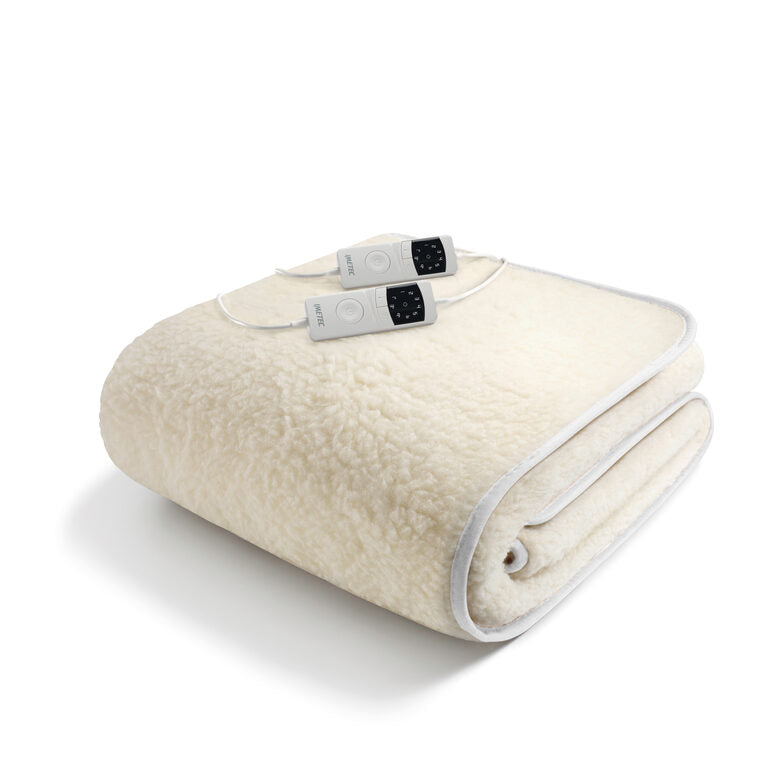 Imetec Scaldasonno Adapto Plus 100% Lana e Merino, Matrimoniale 160x150 cm, Caldo Subito, Tecnologia brevettata Adapto Plus, Sistema Sicurezza ElectroBlock, Bassi consumi, 6 Temperature, Autospegnimento 1, 3, 9 ore, Made in Italy