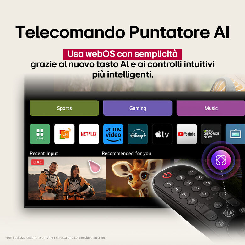 LG NanoCell AI 50NANO81A6A TV Serie NANO81 50'' 4K, α7 Gen8, HDR10, 20W, 3 HDMI con Game Optimizer, Smart TV WebOS 25
