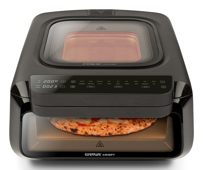 G3 Ferrari G10225 Krispy Forno Pizza & Friggitrice Ad Aria & Grill, 2100 W, 380°C, Nero