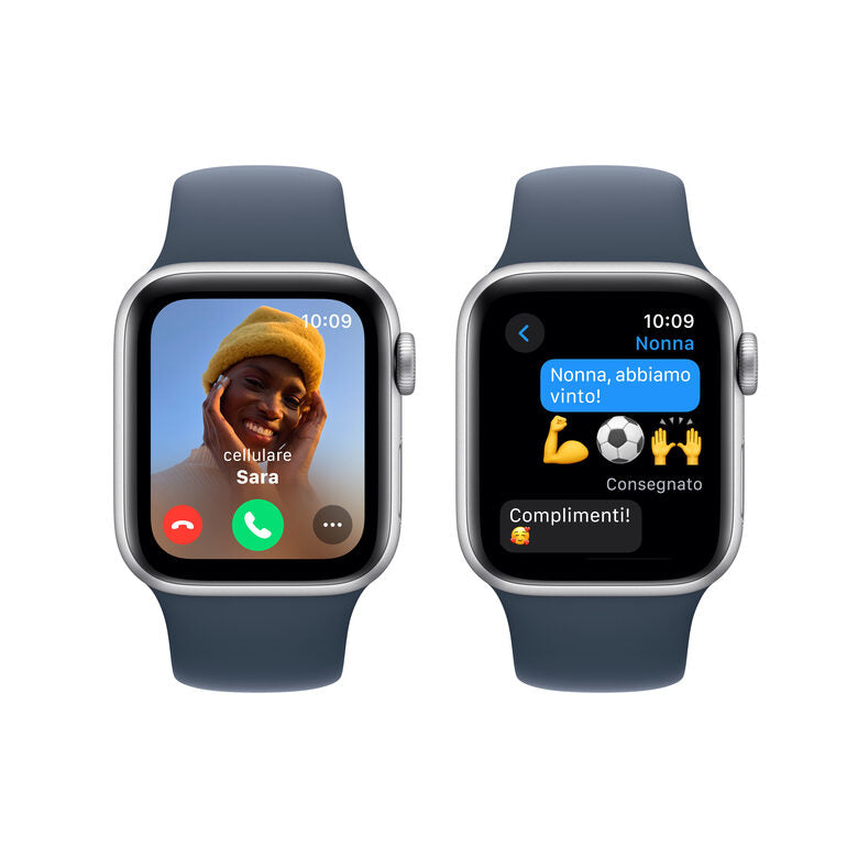 Apple Watch SE GPS Cassa 40mm in Alluminio Argento con Cinturino Sport Blu Tempesta - S/M