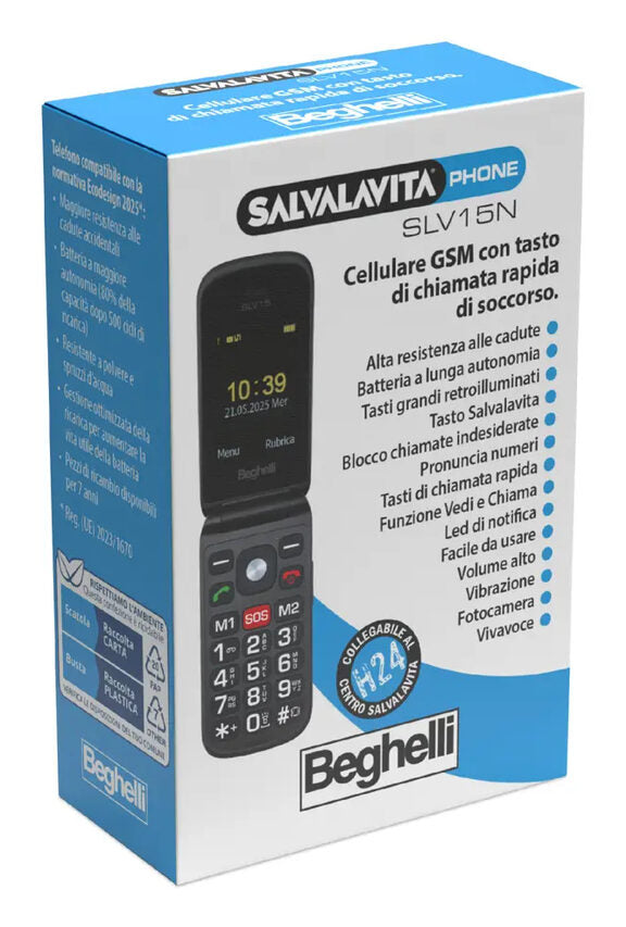 Beghelli 9137N cellulare 6,1 cm (2.4") 87 g Nero Telefono per anziani