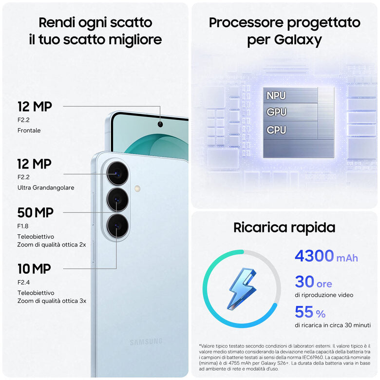 Samsung Galaxy S26 Smartphone AI, 512GB, Processore avanzato, Assistente Foto, Creative Studio, Camera 50 MP, 4300 mAh, Black