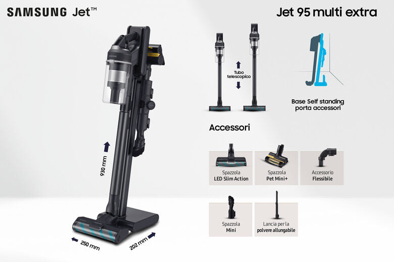 Samsung Aspirapolvere senza filo Jet™ 95 multi extra 210W VS20C955CTK