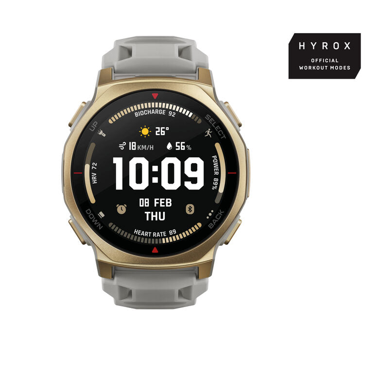 Amazfit T-rex 3 Pro 3,35 cm (1.32") AMOLED 44 mm Digitale 466 x 466 Pixel Touch screen Grigio Oro Wi-Fi GPS (satellitare)