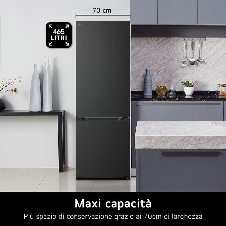 LG GBBW322CEV Frigorifero combinato 70cm, Classe C, 465L, Wi-Fi, Door Cooling, Fresh Converter & Balancer, Black Steel