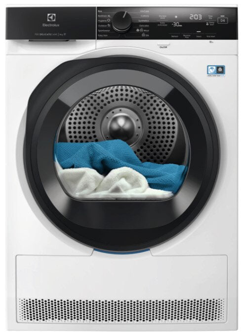 Electrolux EW7H48GY Asciugatrice A Libera Installazione 8 Kg, Pompa Di Calore, DelicateCare, Filtro Ecoflow, Classe A+++, Nero Bianco