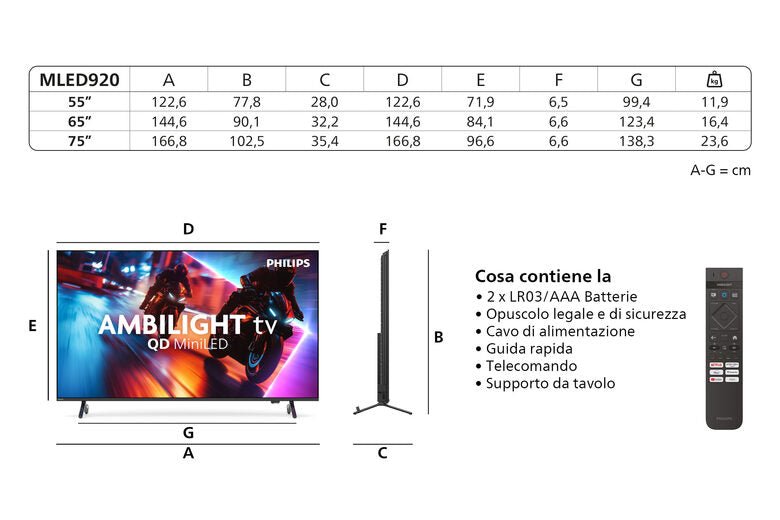 Philips Ambilight TV 55MLED920 4K QD MiniLED 139cm 55" Smart TV Dolby Vision and Dolby Atmos Titan OS