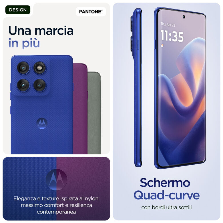 Motorola edge 60 pro con Moto AI (12/512GB, Fotocamera 50+50+10MP, selfie 50MP, Display 6.67" pOLED 120Hz, MediaTek Dimensity 8350, batteria 6000mAh, ricarica 90W, Android 15), PANTONE Dazzl