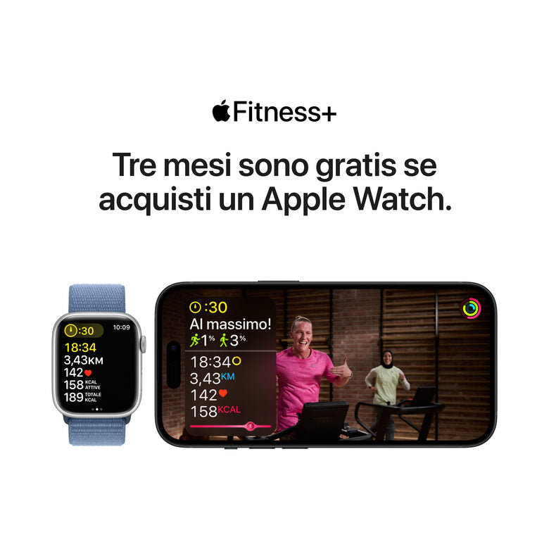 Apple Watch SE GPS Cassa 44mm in Alluminio Argento con Cinturino Sport Blu Tempesta - S/M