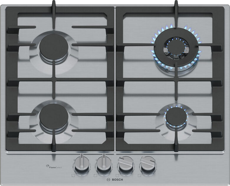 Bosch Serie 6 PCH6A5I90 Piano cottura a gas 60 cm 4 fuochi Acciaio Inox