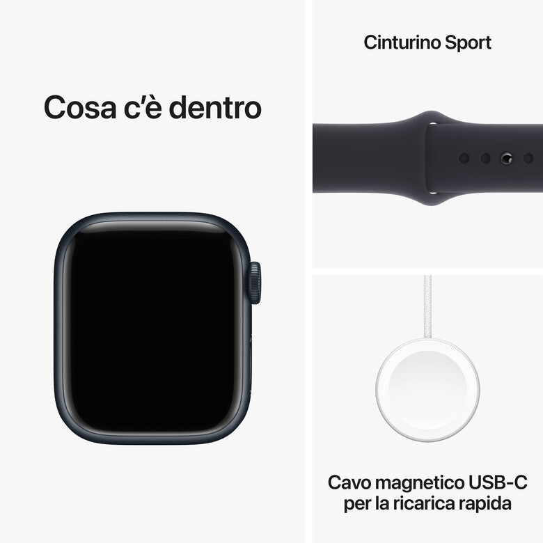 Apple Watch Series 9 GPS + Cellular Cassa 41mm in Alluminio Mezzanotte con Cinturino Sport Mezzanotte - S/M