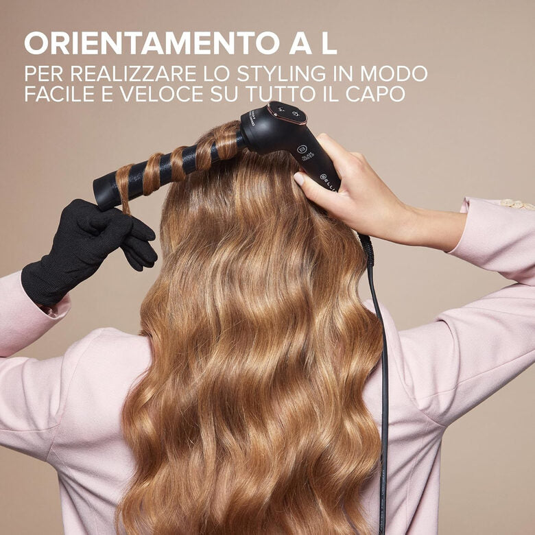 Bellissima Imetec Glam Waves, Ferro Arricciacapelli, Forma Conica, Display, 5 Temperature, Rivestimento Ceramica Diamon e Cheratina, Calore Costante, Puntale Antiscottatura, Riscaldamento Ra