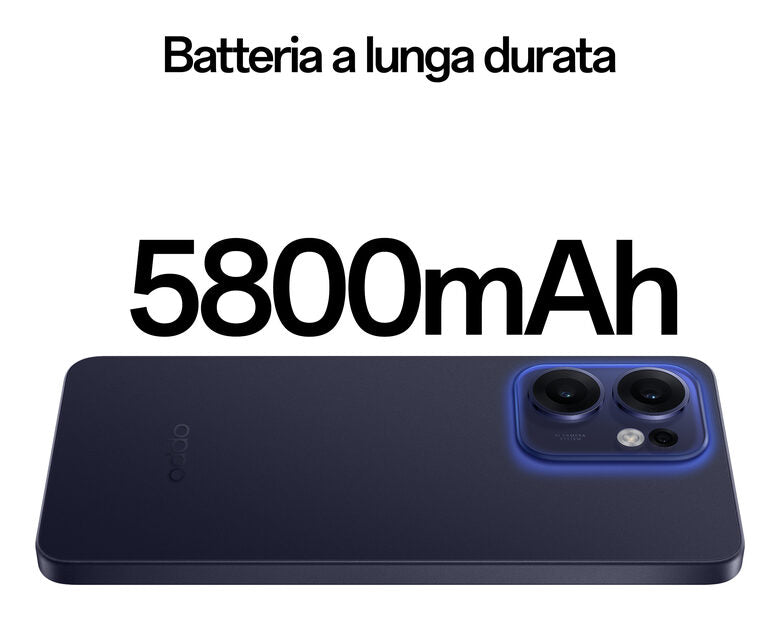 OPPO Reno13 F 5G AI Smartphone, Tripla fotocamera 50+8+2MP, Selfie 32MP, Display 6.67” 120HZ AMOLED FHD+, 5800mAh, RAM 8GB(Esp4GB/6GB/8GB)+ROM 256GB, [Versione Italia], Luminous Blue