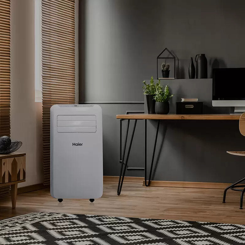HAIER AM09AA1TAA Condizionatore Portatile 9000 Btu/h con Telecomando e Funzione Timer Bianco