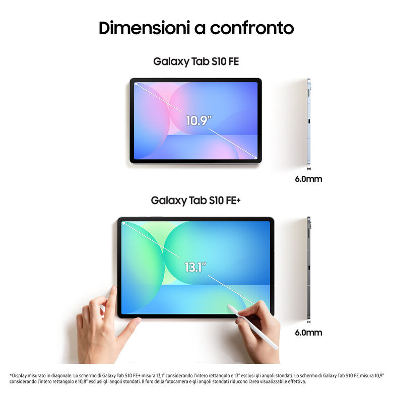 Samsung Galaxy Tab S10 FE+, Android Tablet, Display 13.1"LCD, Wifi, RAM 8GB, 128GB, 10.090 mAh, S Pen, Android 15, IP68, Gray