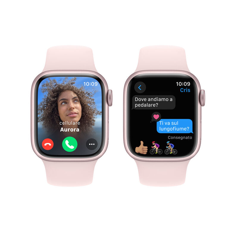 Apple Watch Series 9 GPS Cassa 41mm in Alluminio Rosa con Cinturino Sport Rosa Confetto - S/M