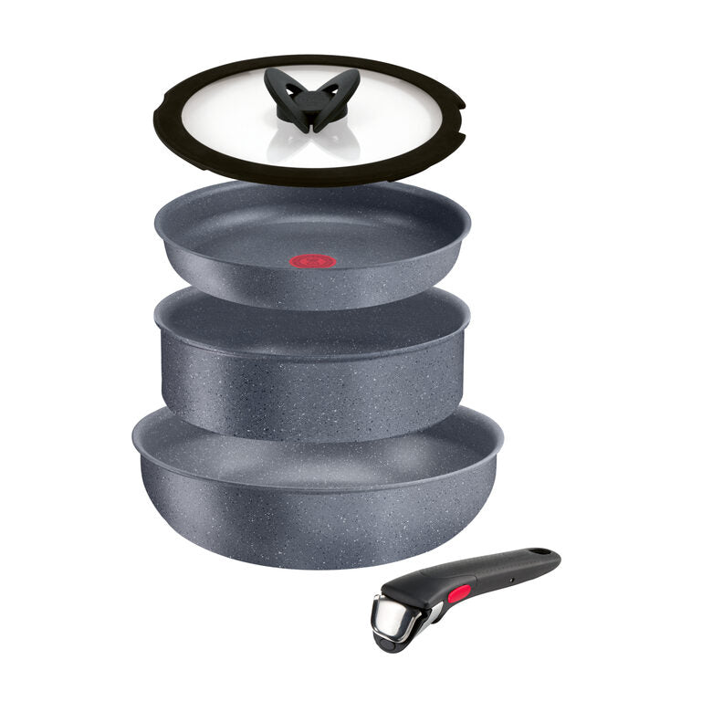 Lagostina Ingenio Mineralis , Set padelle, Antiaderente, Manico rimovibile, Induzione e gas, 5 pz.