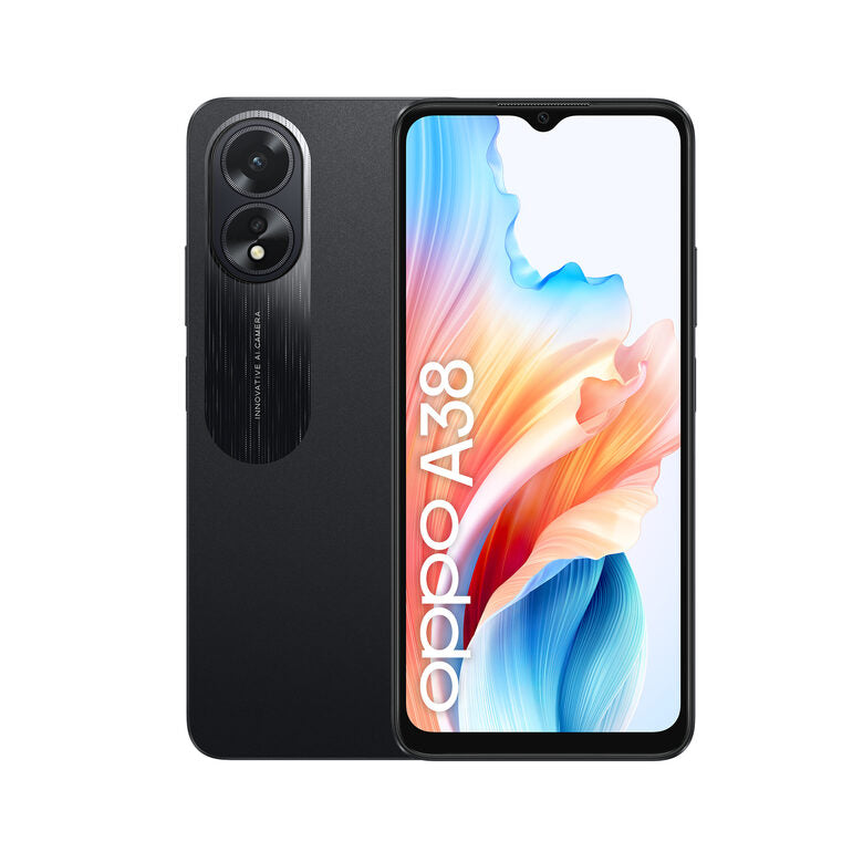 OPPO A38 Smartphone, AI Doppia Fotocamera 50+2MP, Selfie 5MP, Display 6.56” 90HZ LCD HD+, Batteria 5000mAh, RAM 4 (Esp 1GB/2GB/4GB)+ROM 128GB (esp1TB), [Versione Italia], Glowing Black