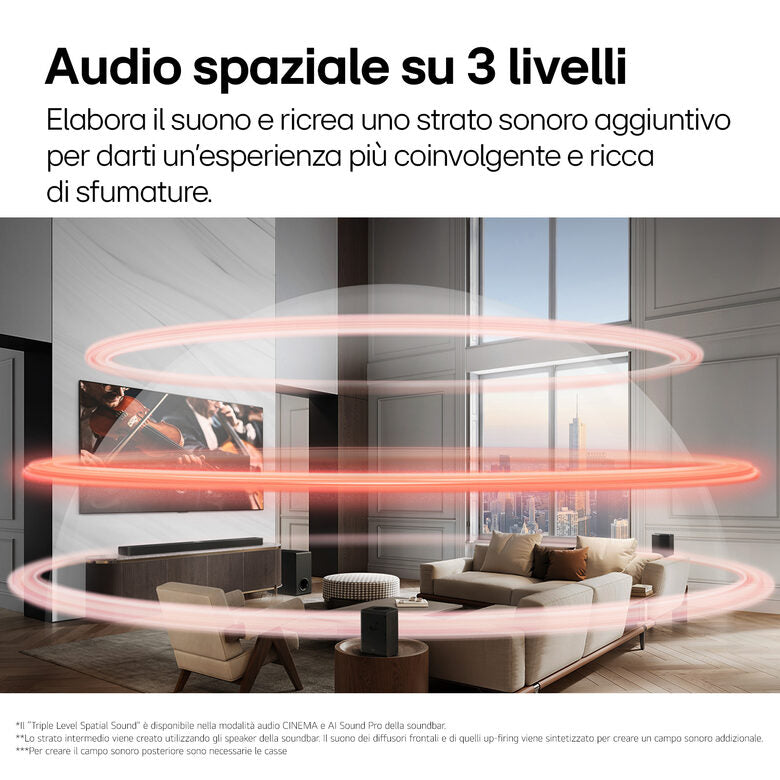LG Soundbar S70TY, 400W su 3.1.1 canali, Dolby Atmos, DTS:X, Speaker centrale up-firing