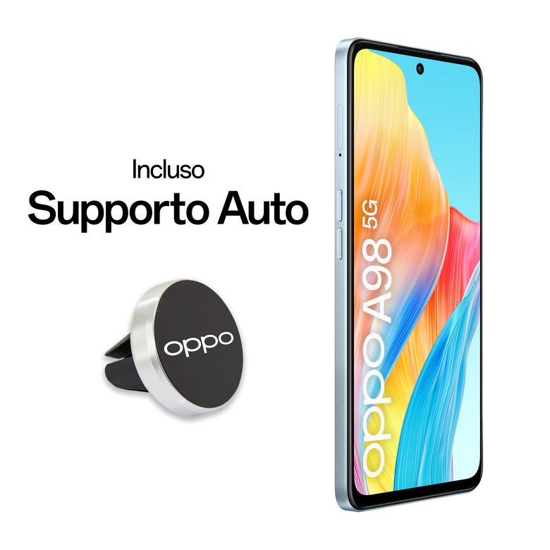 OPPO A98 5G Smartphone, AI Tripla fotocamera 64+2+2MP, Selfie 32MP, Display 6.72” 120HZ LDC FHD+, 5000mAh, RAM 8(Esp 4GB/6GB/8GB)+ROM 256GB (esp1TB), IPX4, Supporto Auto [Versione Italia], D