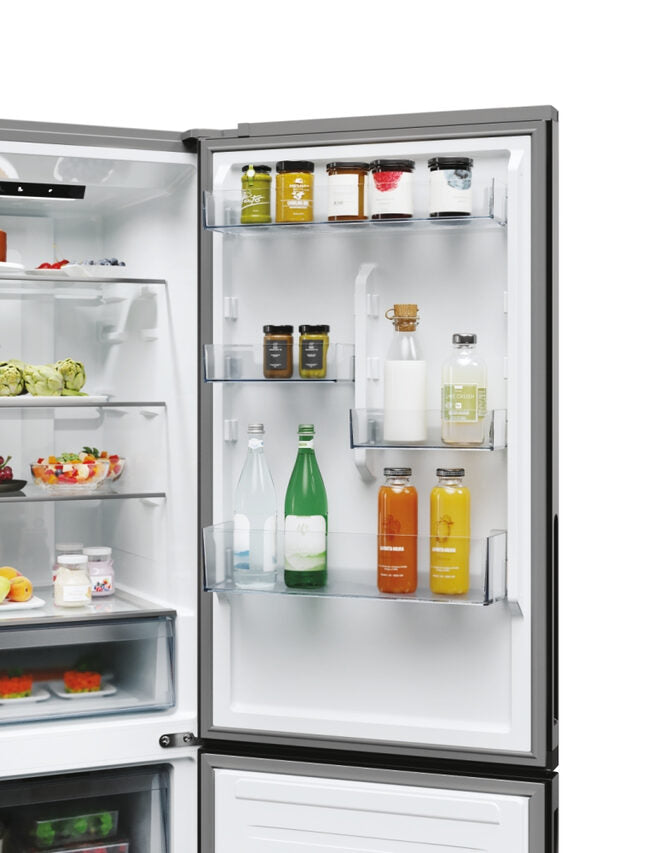 Candy CNCQ2T618EX Fresco 300 Frigorifero Combinato A Libera Installazione, No Frost, Area Fresh 0°C, Classe E, Acciaio Inox