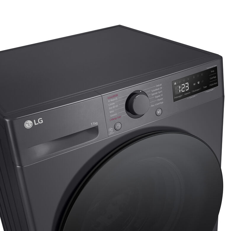 LG F4R5011TSMB Lavatrice 11kg AI DD, Classe A-10%, 1400 giri, TurboWash, Vapore