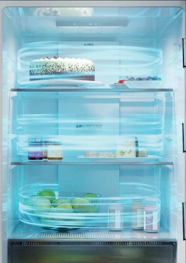 Haier HTR3518ENMX Frigorifero Combinato A Libera Installazione, No Frost, Tecnologia Haier Air Surround, Cassetti Direct Access, Classe E, Acciaio Inox
