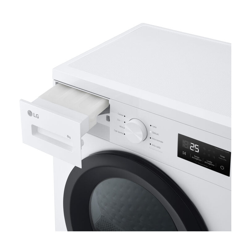 LG RNA1008NWK Asciugatrice 8kg Pompa di calore, Classe D, 8 programmi, Sensore asciugatura