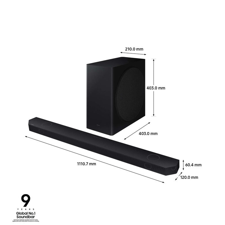 Samsung Soundbar HW-Q800C/ZF Serie Q, 11 speaker, Wireless Dolby Atmos, Audio a 5.1.2 canali, Q-Simphony, Compatibile con Alexa e Google Assistant, Black