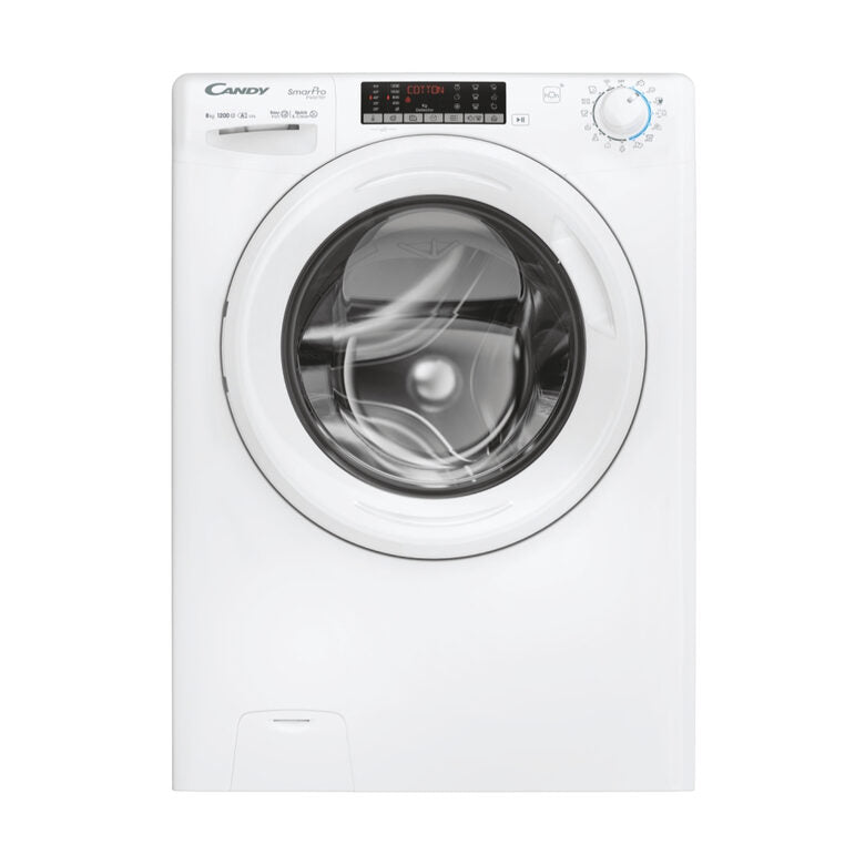 Candy Smart Pro Inverter , Lavatrice Carica Frontale 8 KG, 10% più efficente della classe A, 1200 giri, Bianco, Inverter, Vapore, Wi-Fi, CSO286TWM6/1-S