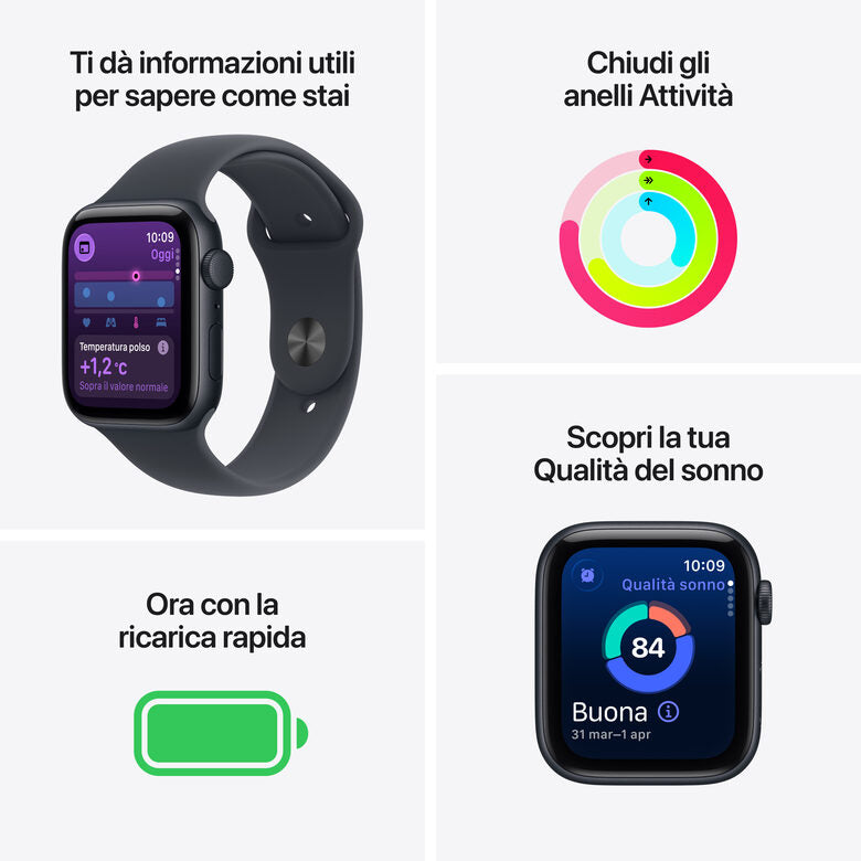 Apple Watch SE (3nd generation) SE 3 GPS 44mm Cassa Alluminio Galassia con Sport Band Galassia - S/M