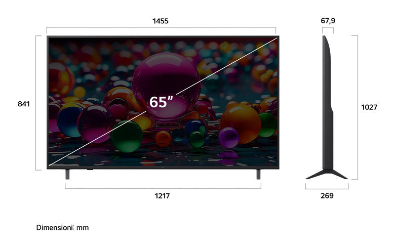 LG UHD AI 65UA74006LB TV webOS Serie UA74 65'' 4K, α7 Gen8, HDR10, 20W, 3 HDMI con Game Optimizer, Smart TV WebOS 2025