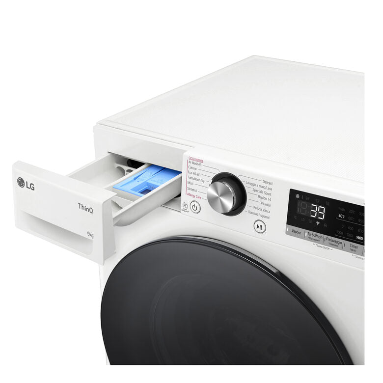 LG F4R7009TSWB Lavatrice 9kg AI DD, Classe A-10%, 1400 giri, TurboWash, Vapore