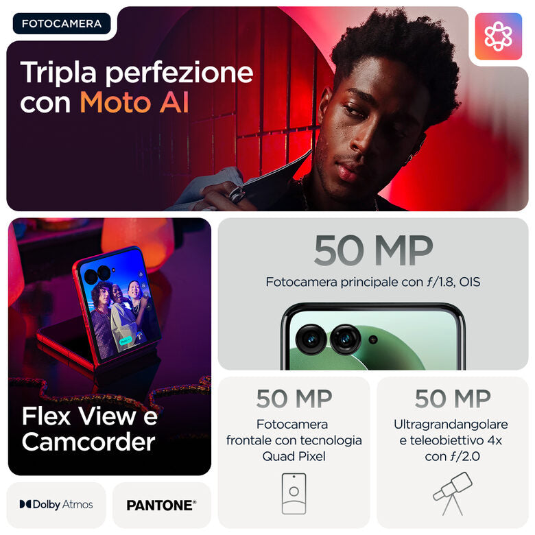 Motorola razr 60 Ultra con Moto AI (16/512GB, 50+50MP, selfie 50MP, display esterno 4.0" interno 7" pOLED 165Hz, Qualcomm Snapdragon 8 Elite, 4700mAh, 5G, Dual SIM, Android 15) PANTONE Scara