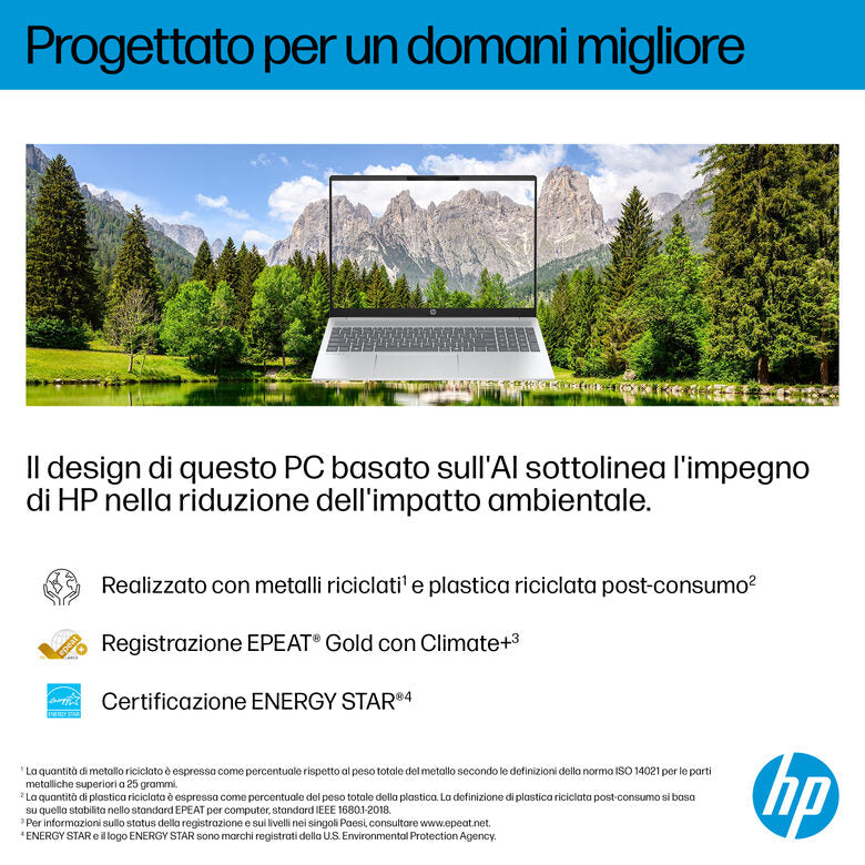 HP OmniBook 5 AI 16-af1007nl Intel Core Ultra 5 225U Computer portatile 40,6 cm (16") 2K 16 GB LPDDR5x-SDRAM 512 GB SSD Wi-Fi 6 (802.11ax) Windows 11 Home AI PC Argento