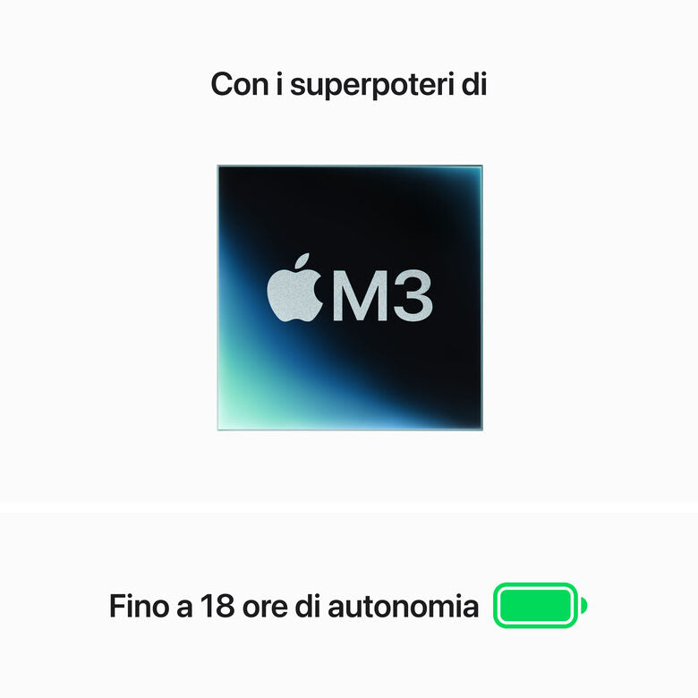 Apple MacBook Air 13": Chip M3 con CPU 8-core e GPU 10-core, 512GB SSD - Argento