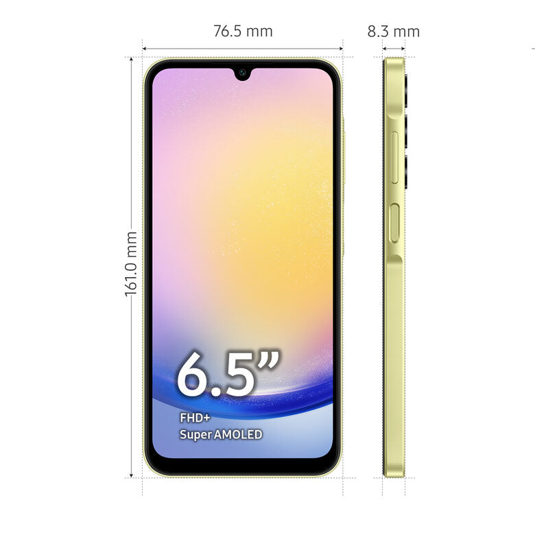 Samsung Galaxy A25 5G Display sAMOLED 6.5" FHD+, Android 14, 6GB RAM, 128GB, Batteria 5.000 mAh, Memoria espandibile fino a 1TB, Yellow