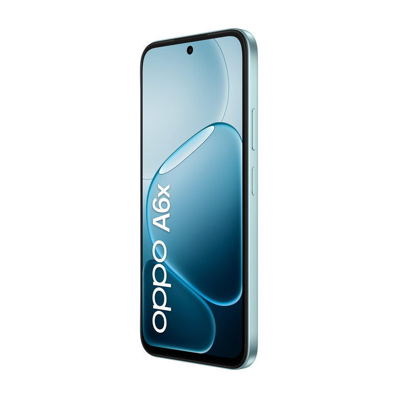 OPPO A6x AI Smartphone, doppia fotocamera 13MP+QVGA, Selfie 5MP, Display 6.75” 120HZ IPS HD+, 6100mAh, RAM 4GB(Esp1GB/2GB/4GB)+ROM 128GB [Versione Italia], Ice Blue
