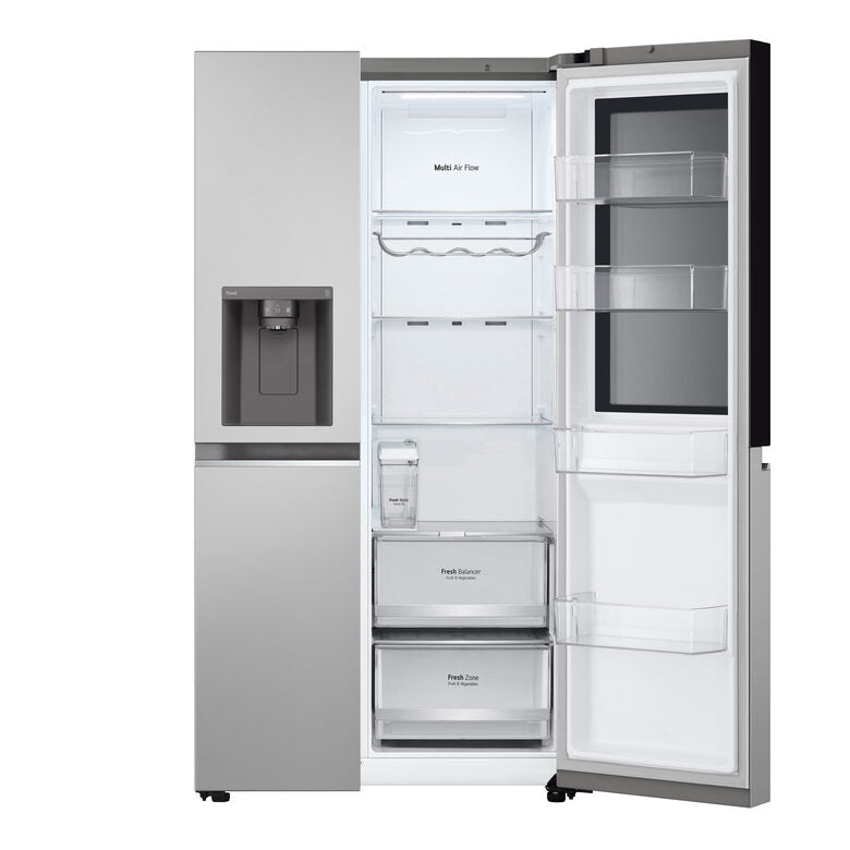 LG InstaView GSGV81PYLL Frigorifero Side-by-Side , Classe E, 635L, Wi-Fi, Senza allaccio, Door Cooling, Prime Silver