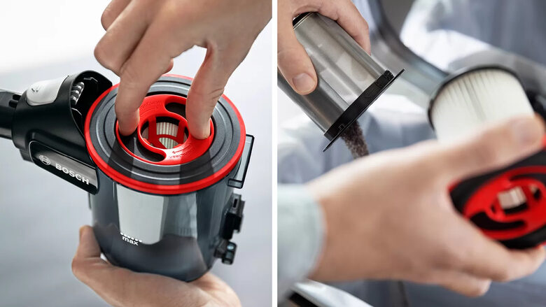 Bosch BBS712A scopa elettrica Batteria Secco Senza sacchetto 0,3 L Nero, Stainless steel