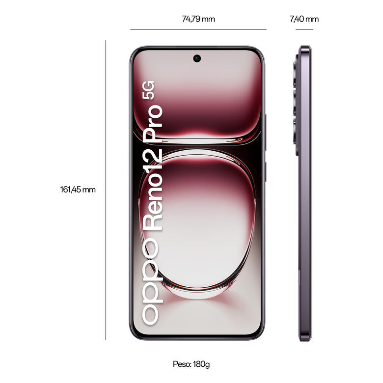 OPPO Reno12 Pro 5G AI Smartphone, Tripla fotocamera 50+50+8MP, Selfie 50MP, Display 6.7” 120HZ AMOLED FHD+, 5000mAh, RAM 12GB(Esp4GB/8GB/12GB)+ROM 512GB, [Versione Italia], Nebula Black