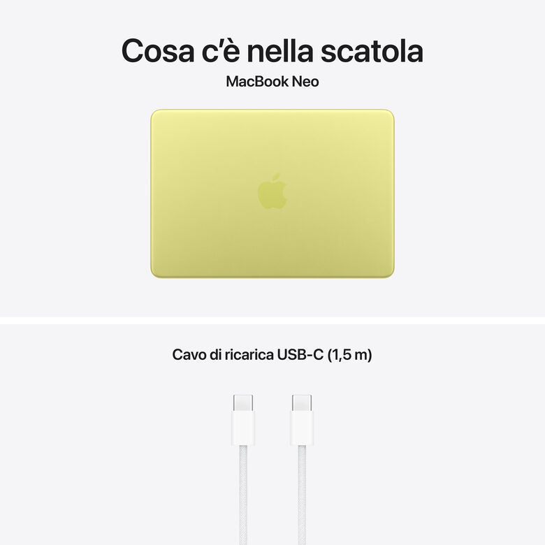 Apple MacBook Neo 13"A18 Pro chip 6‑core CPU 5‑core GPU 8GB 512GB SSD Touch ID - Giallo agrume