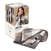 Imetec CaldoPlaid Adapto Plus Velvet Pattern Geometrico 140x180 cm, Plaid riscaldabile, Morbida Coperta elettrica, Tecnologia Adapto Plus, Sistema Sicurezza ElectroBlock, Caldo Subito, 6 Temperature, Bassi Consumi, Lavabile