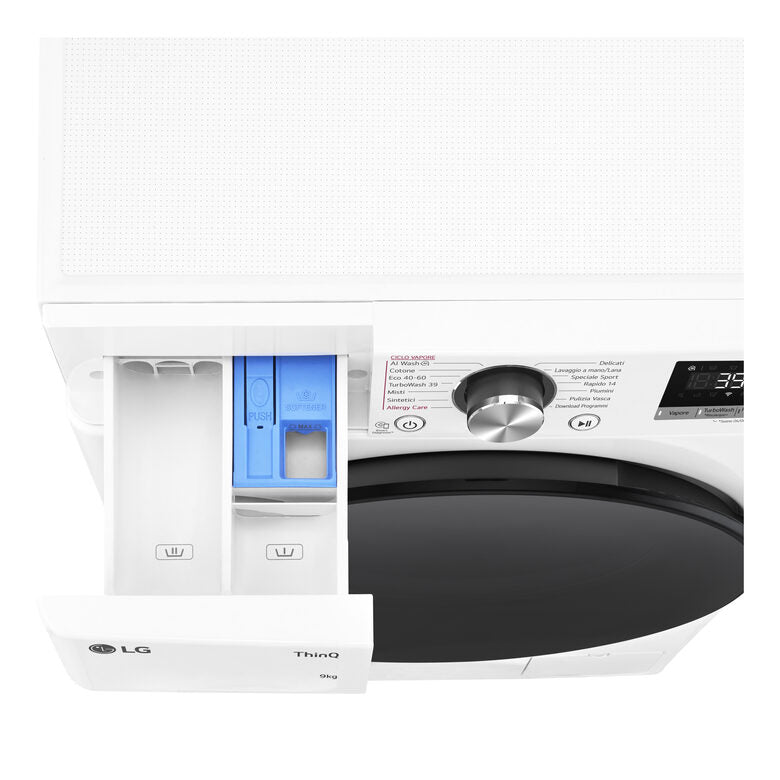 LG F4R7009TSWB Lavatrice 9kg AI DD, Classe A-10%, 1400 giri, TurboWash, Vapore