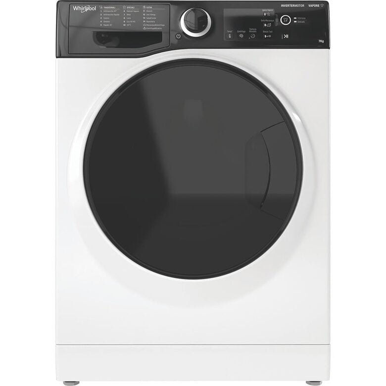 Whirlpool WSB 726 D IT, 7kg, classe A, colore Bianco, Inverter, 1200 giri, Display digitale XL, porta dark screen, Vapore