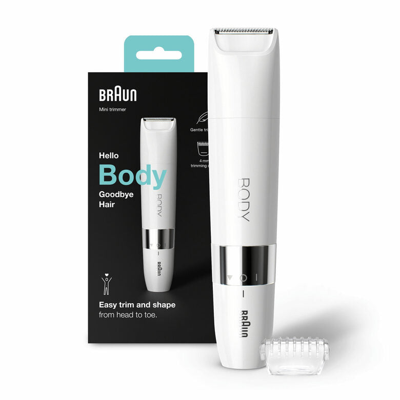 Braun Mini Rifinitore Corpo BS1000, Rifinitore Elettrico Corpo Uomo E Donna, Bianco