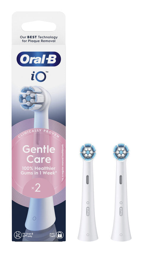 Oral-B Testine di Ricambio iO Series Gentle Care Bianche, Testine Rotonde Originali, per Gengive Sensibili, 2 Testine
