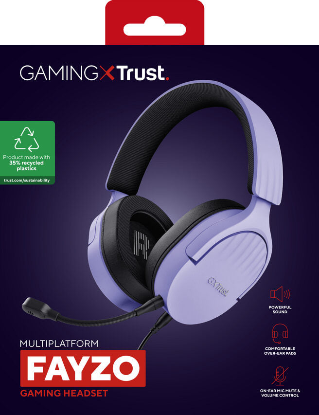 Trust GXT 489P FAYZO Auricolare Cablato A Padiglione Giocare Nero, Viola